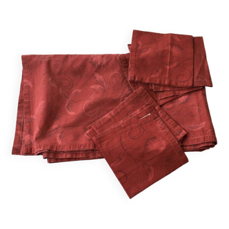 Grande nappe rouge 8 places et serviettes