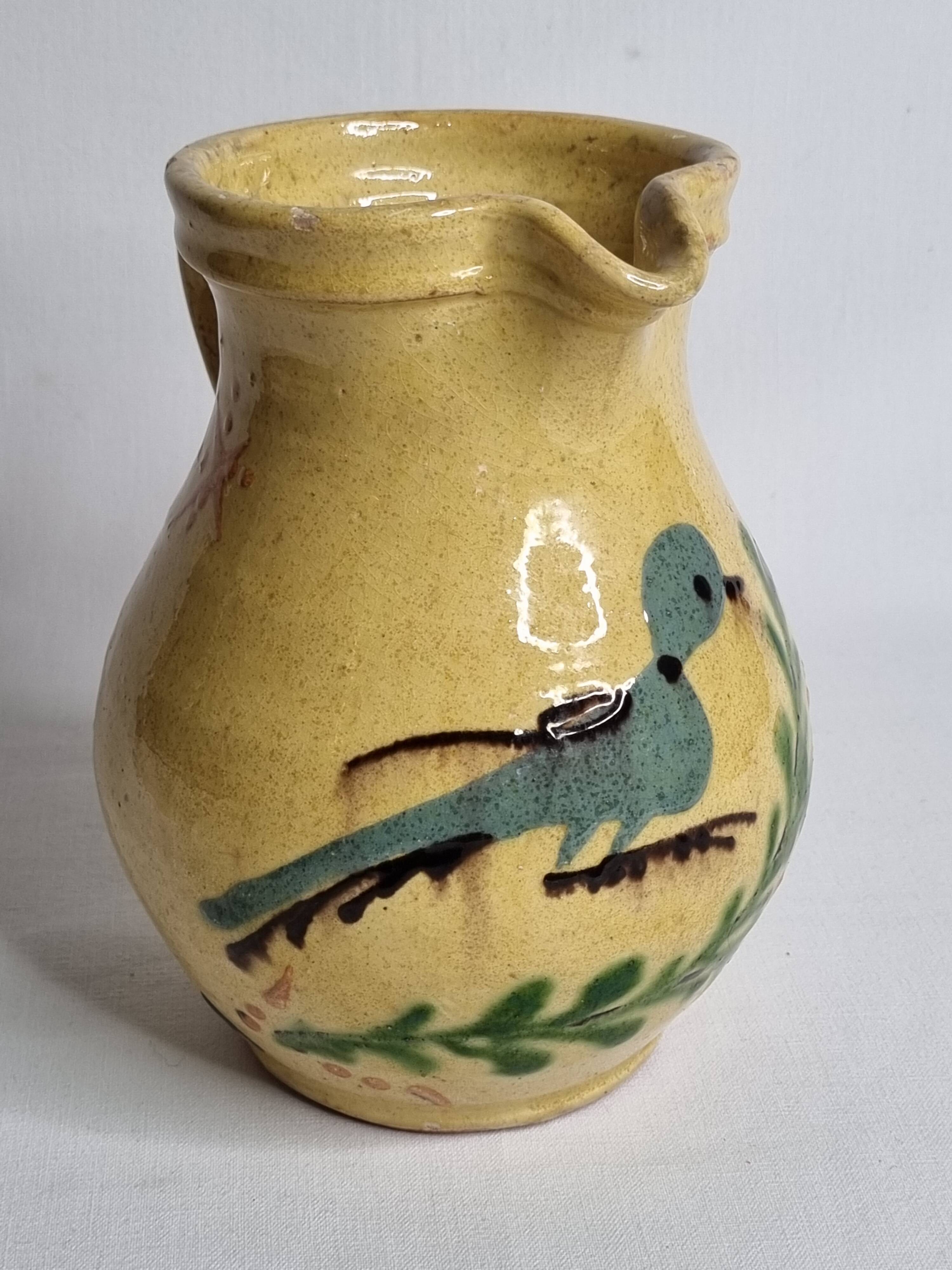 Saint-Jorioz Pitcher (Savoie), Annecy Pottery, Bird Decor, 19 cm