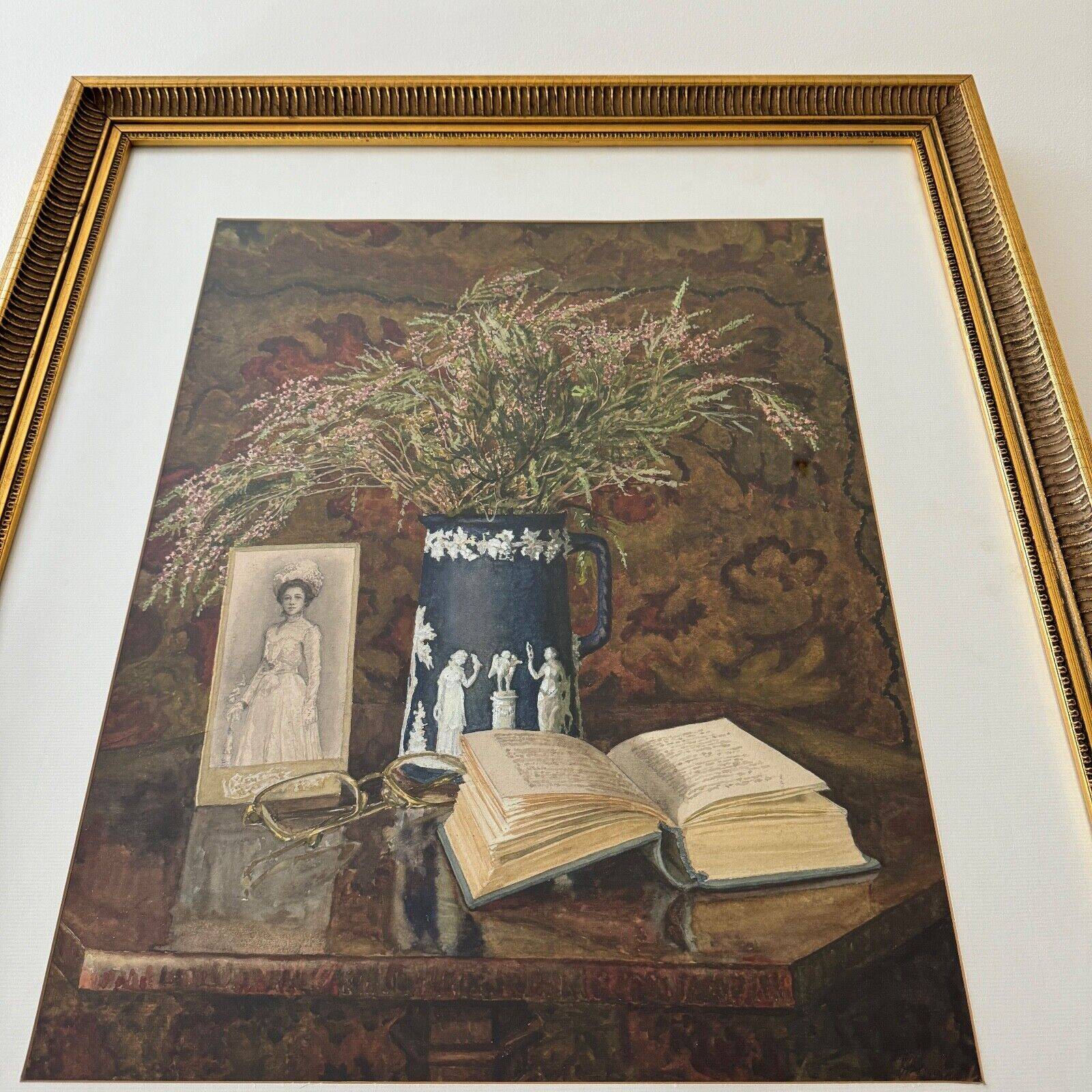 Watercolor on paper by Valentin Nossikov XXth Still Life with Heather