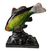 Enamelled plaster carp fish in the Vallauris St. Clément vintage style