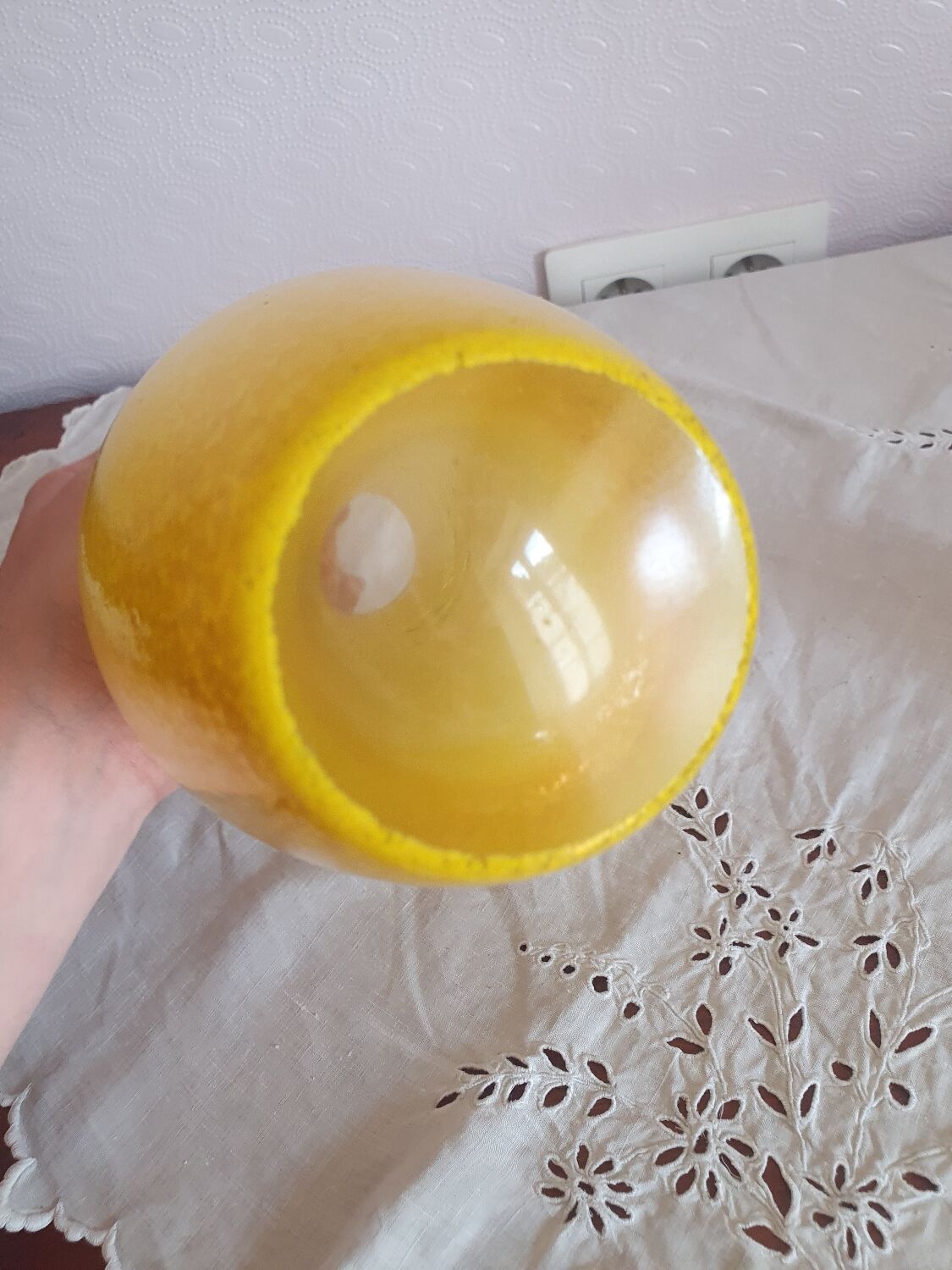 Vintage speckled glass vase from the 50s 60s