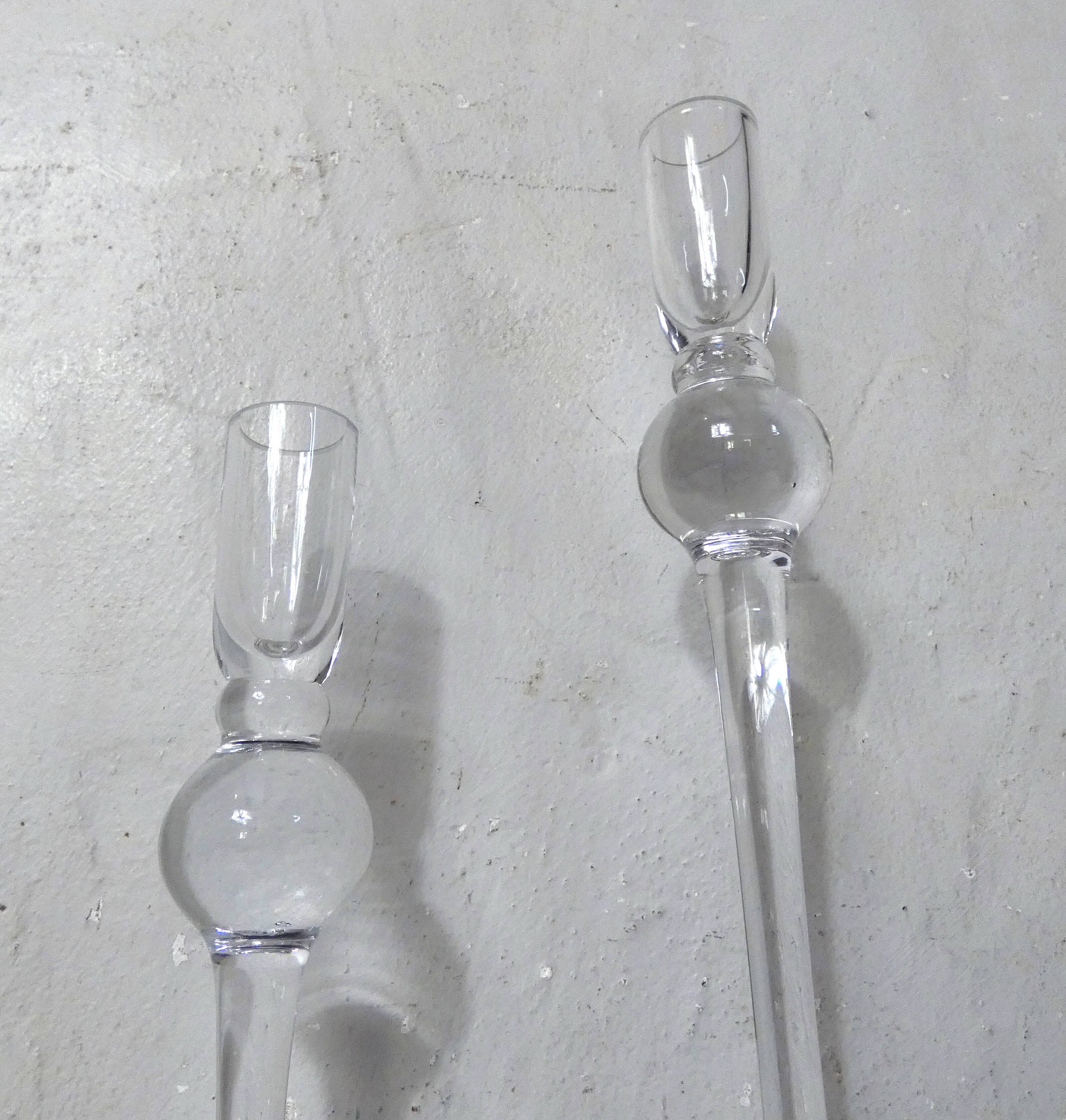 pair of blown glass candlesticks