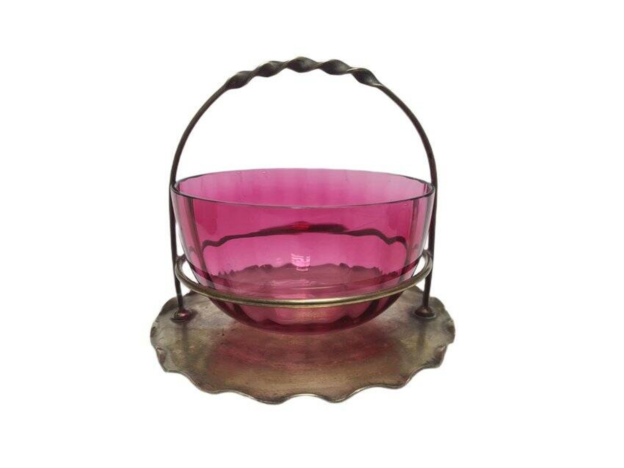 Panier britannique Art Nouveau antique, années 1900