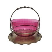 Panier britannique Art Nouveau antique, années 1900