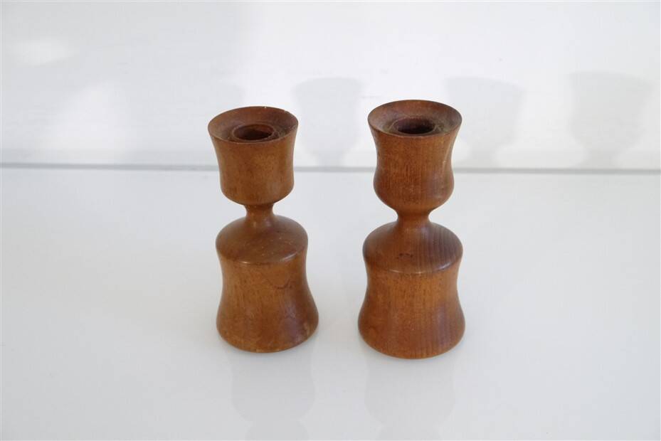 Pair of Danish teak candlesticks 1960