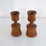 Pair of Danish teak candlesticks 1960