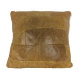 Leather patchwork cushion