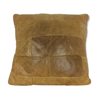 Leather patchwork cushion