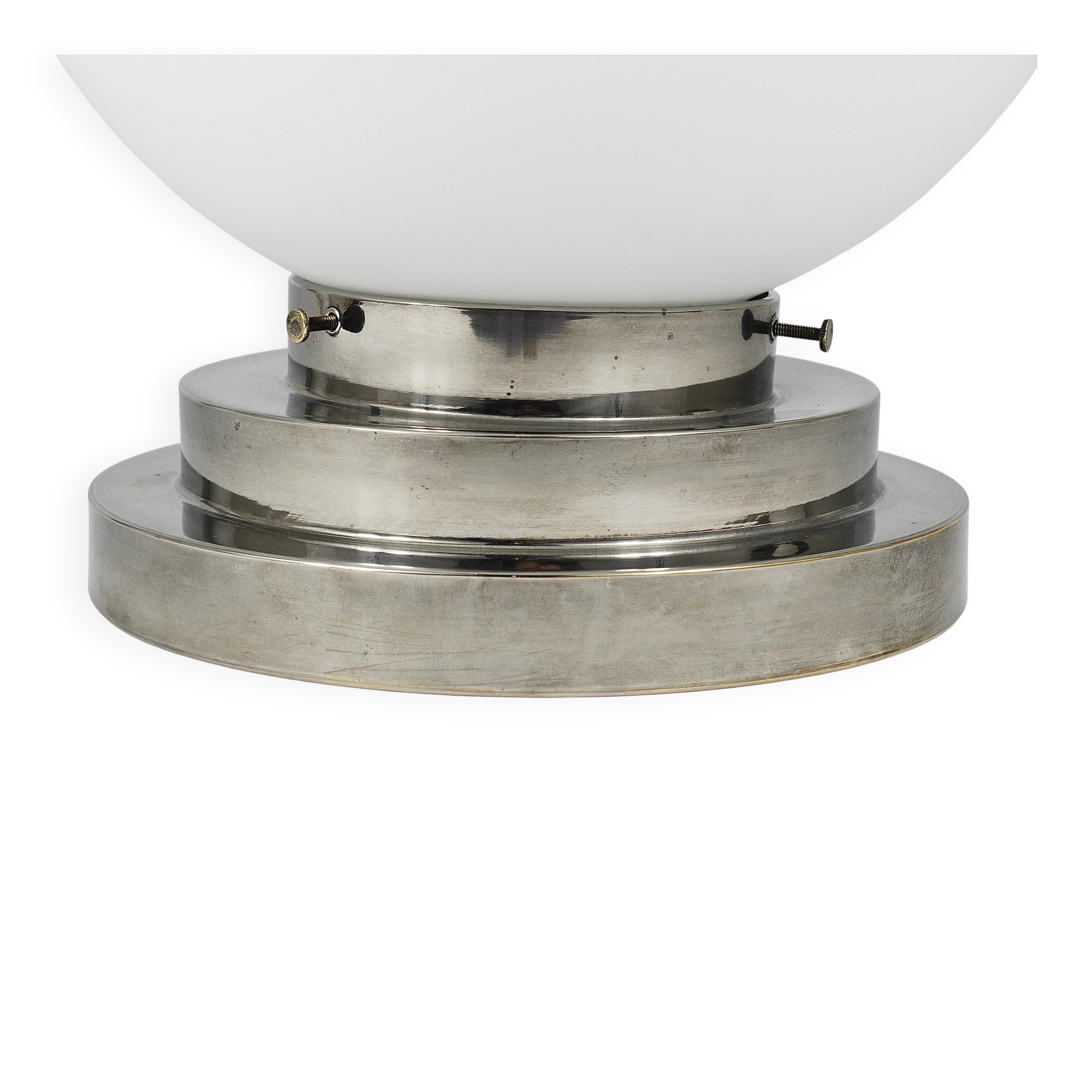 Large opaline glass globe ceiling lamp in Art Deco style.