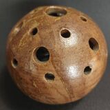 Vintage stoneware flower vase signed