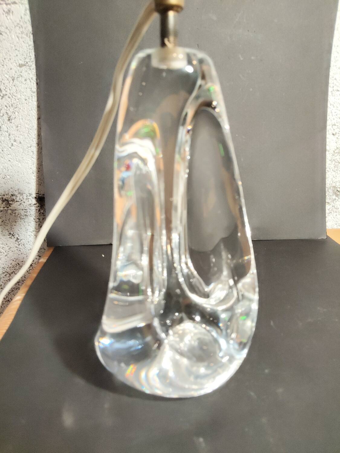 Modernist crystal lamp sculpture signed Schneider Paris France