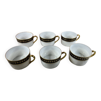 Lot de 6 tasses porcelaine Bernardaud Limoges modele Pouilly