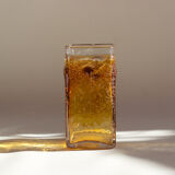 Amber vase made of bubbled glass