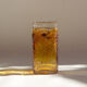 Amber vase made of bubbled glass