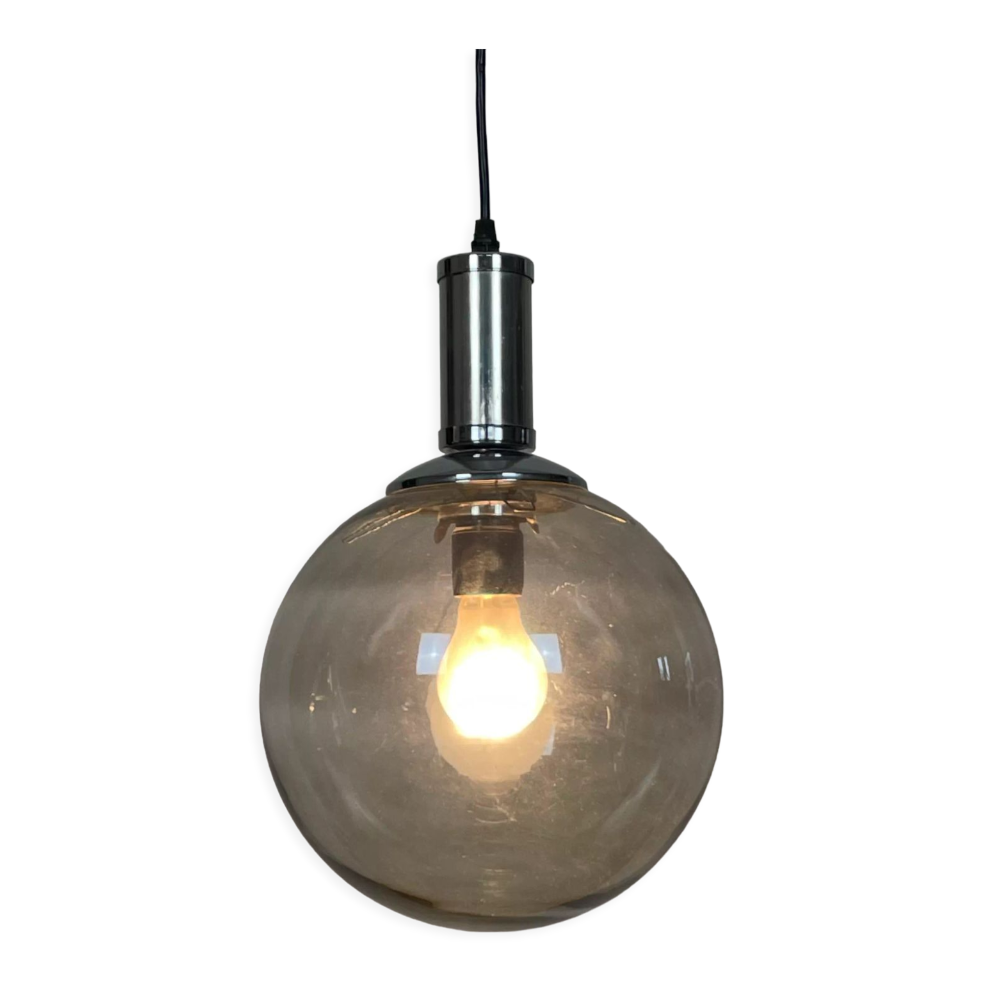 Suspension Globe Blanc Fumé Esprit Campagne Pour Cuisine Ou Entrée