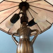 Lampe de table Tiffany Art déco en vitrail violet