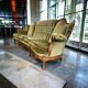 Vintage xl baroque olive green sofa