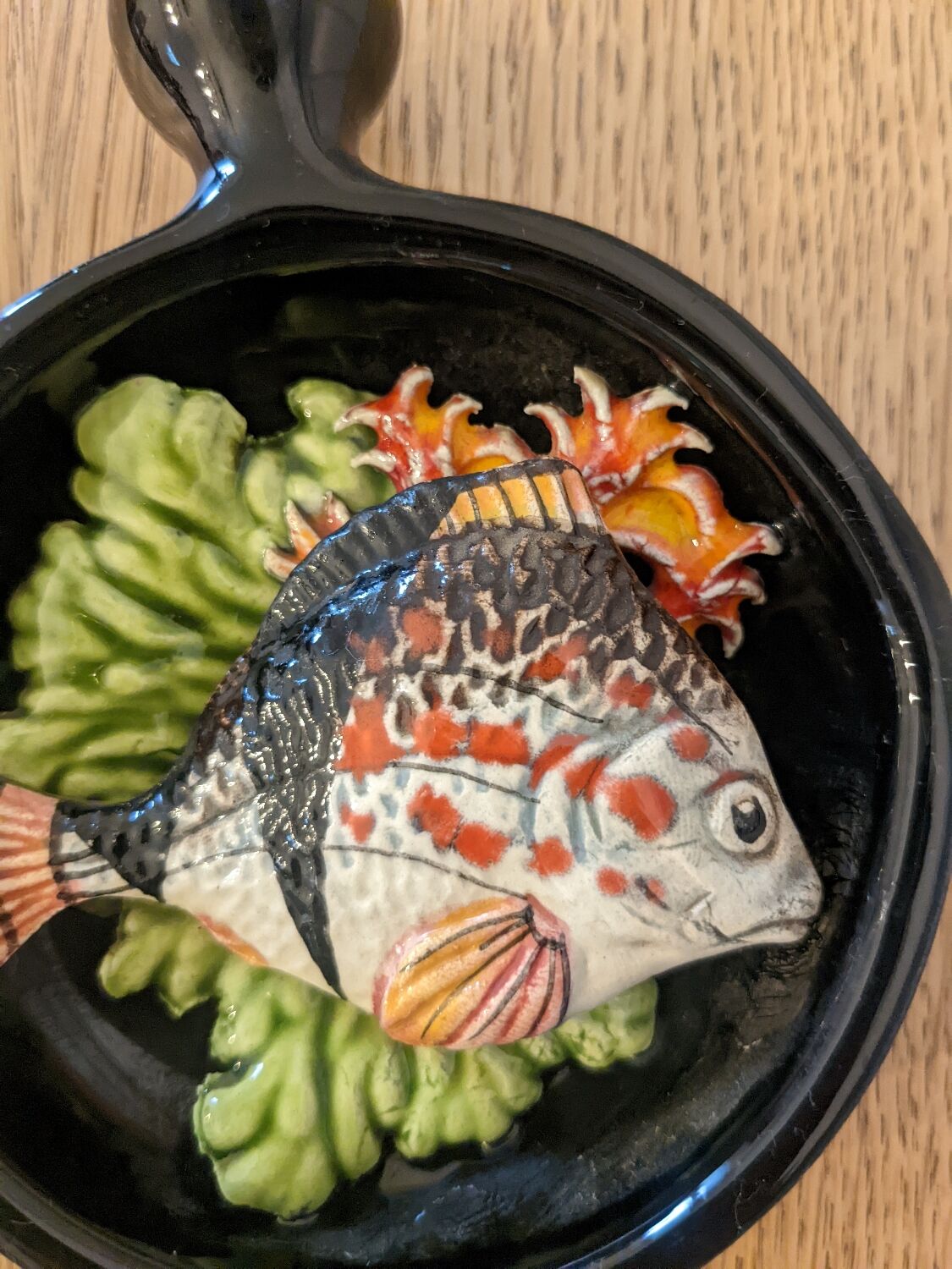 Two trompe l'oeil ceramic casseroles