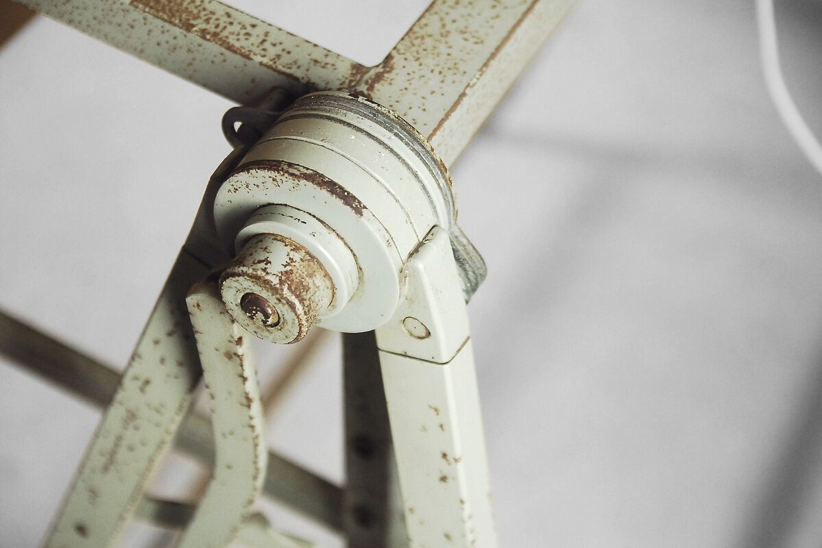 Dutch industrial drawing or architect's table witch lamp from rotanex-pool, 1950s