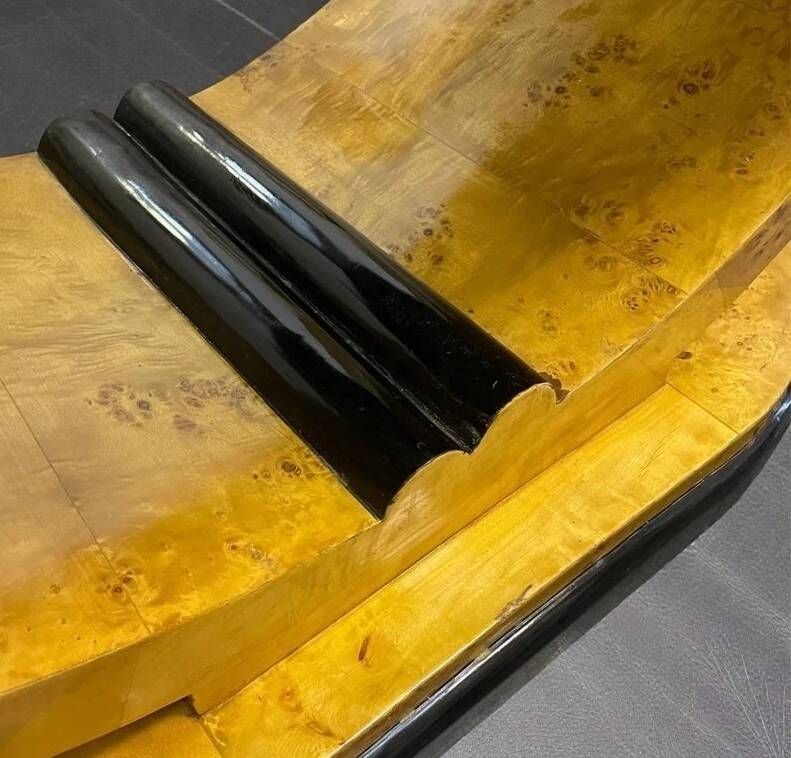 Art Deco console in elm burl and beech wood
