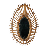 Oval rattan mirror forming a vintage sun 70s 61x42 cm SB