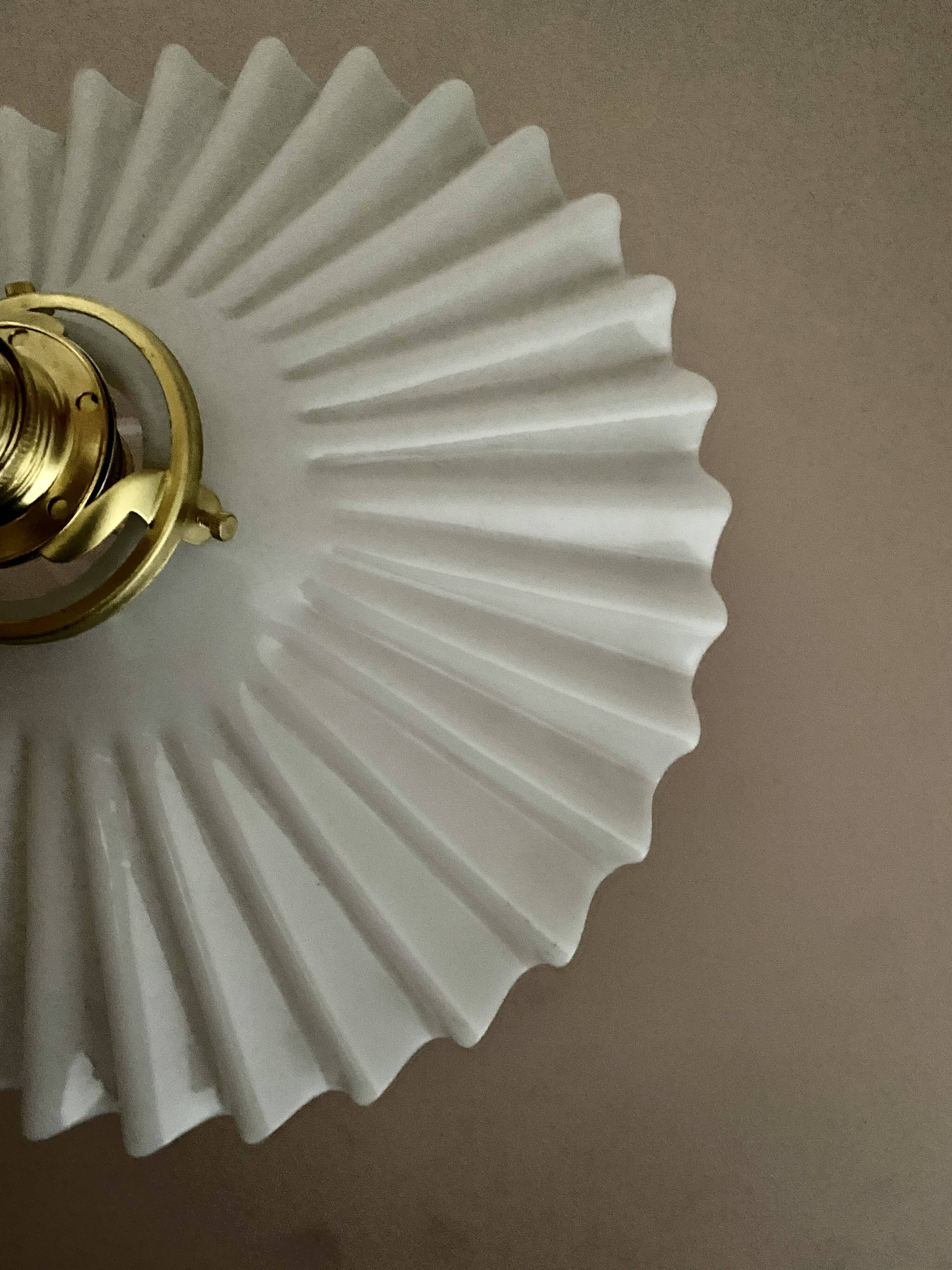 Vintage lampshade wall light in white opaline