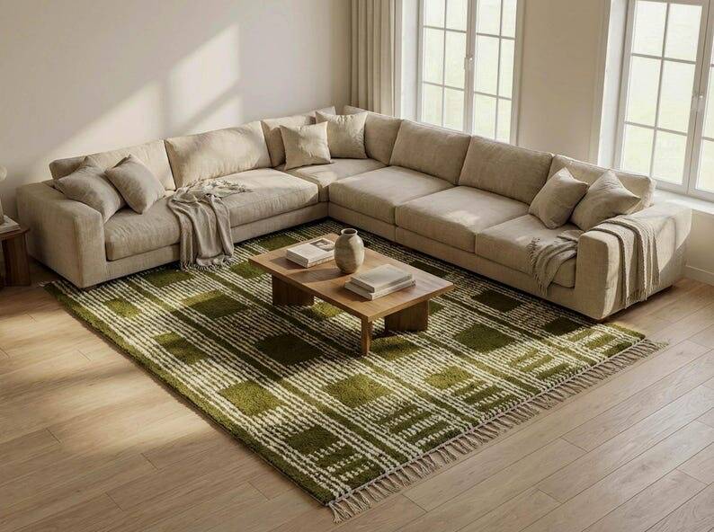 Authentic handwoven natural wool rug size 150/250 cm