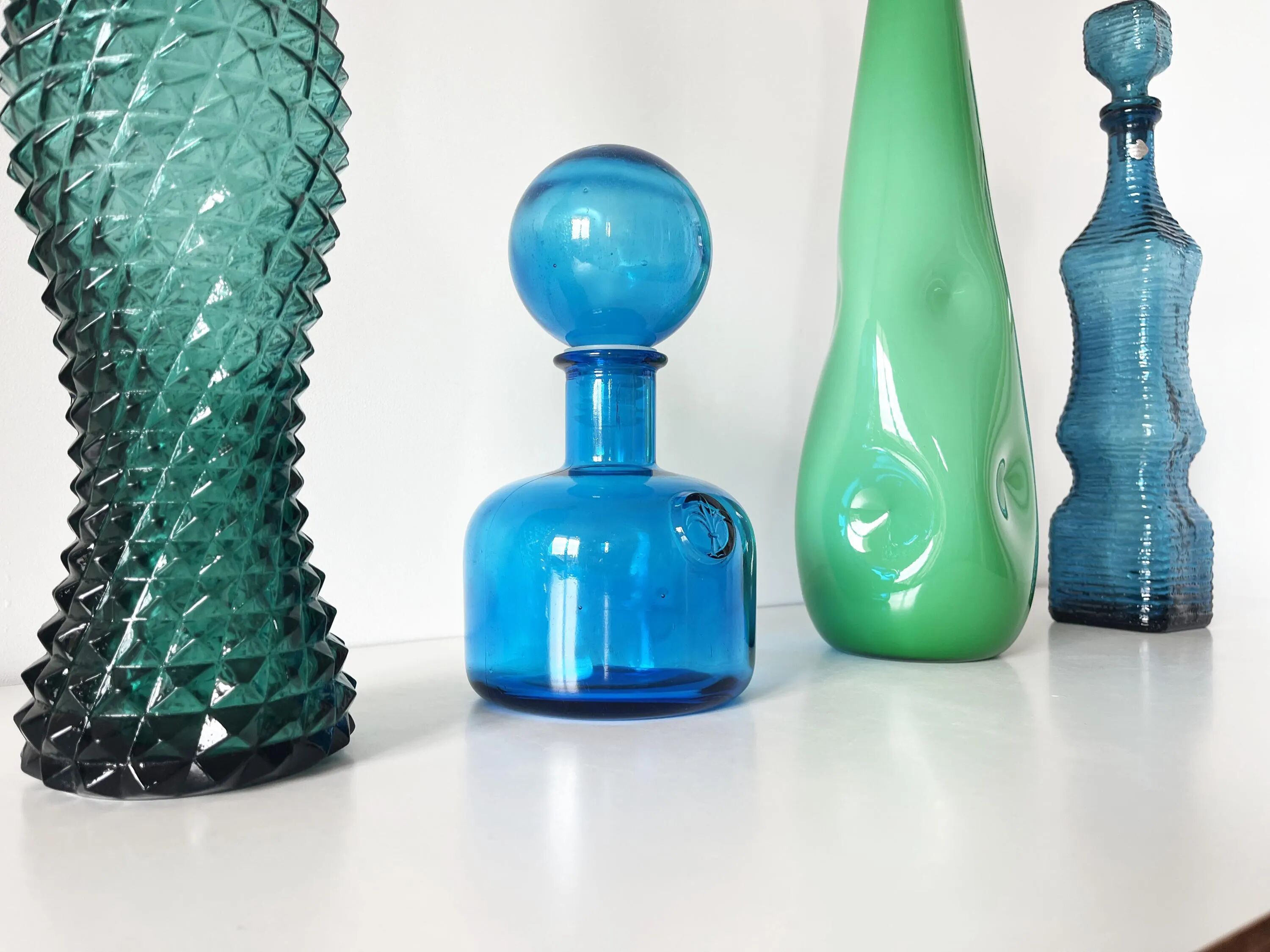 Bottle - Italian carafe Empoli blue fleur de lys 1960