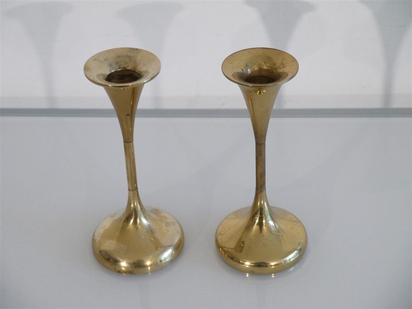 Pair of Danish brass candle holders by Hyslop 1970