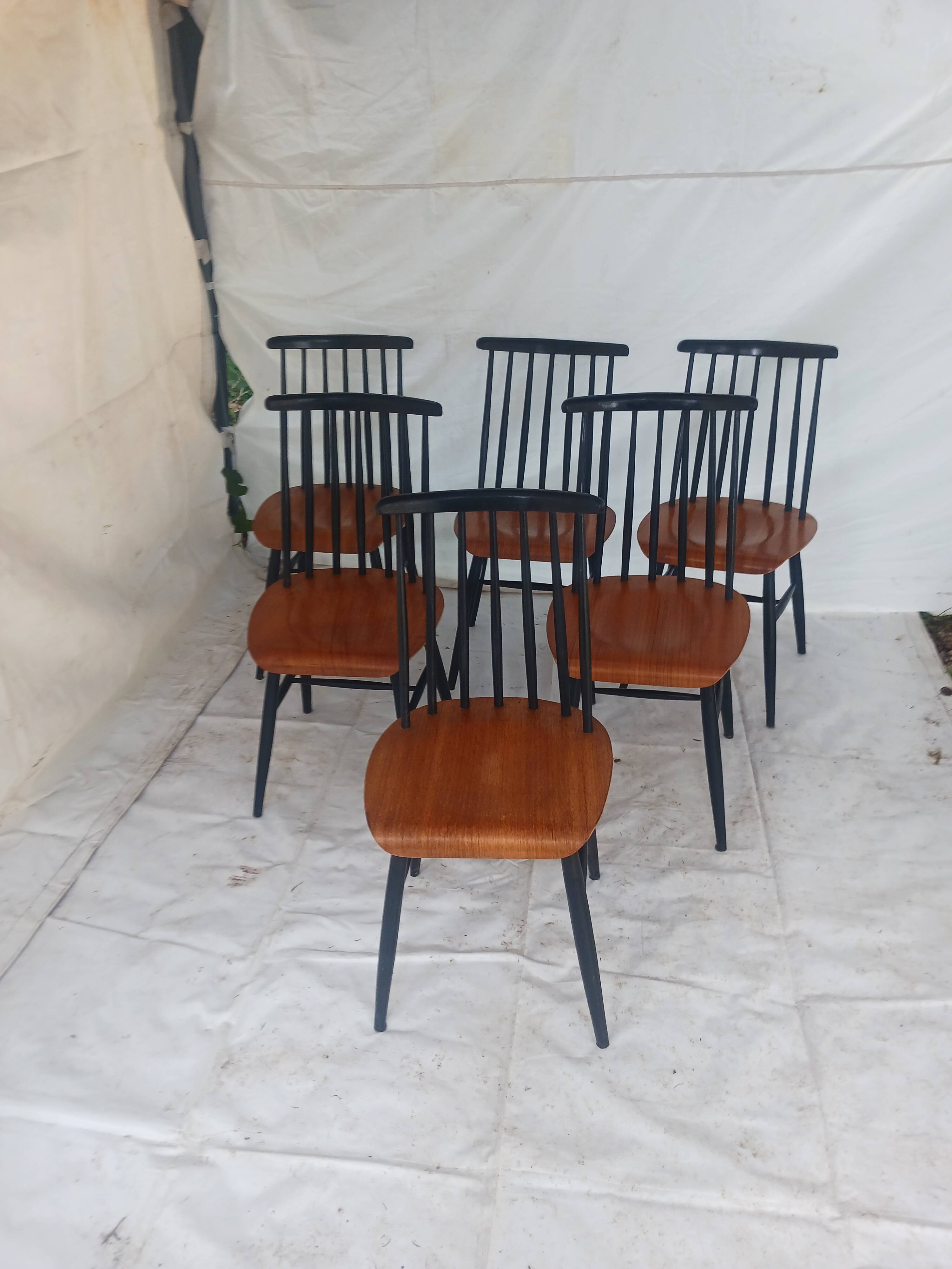 set of 6 Ilmari Tapiovaara Fanette chairs