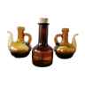 Amber-shaped wine-making bottle and burettes 1960s