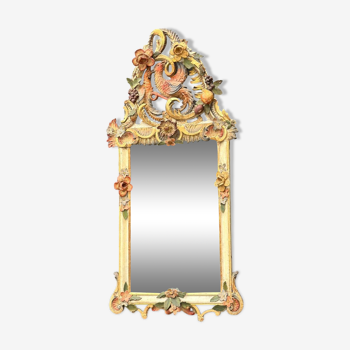 Carved wooden mirror, gilded and polychromed, Venice circa 1880