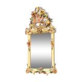 Carved wooden mirror, gilded and polychromed, Venice circa 1880