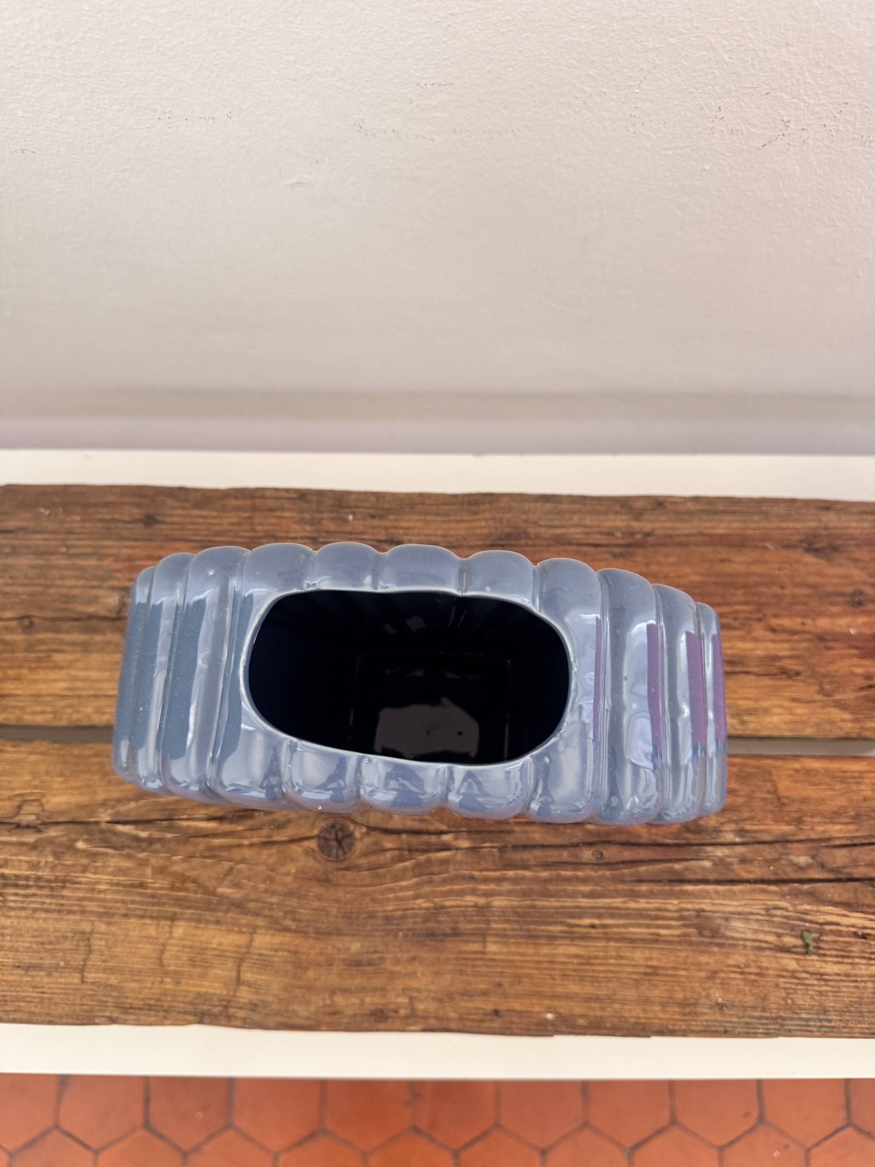 Blue ceramic shell vase