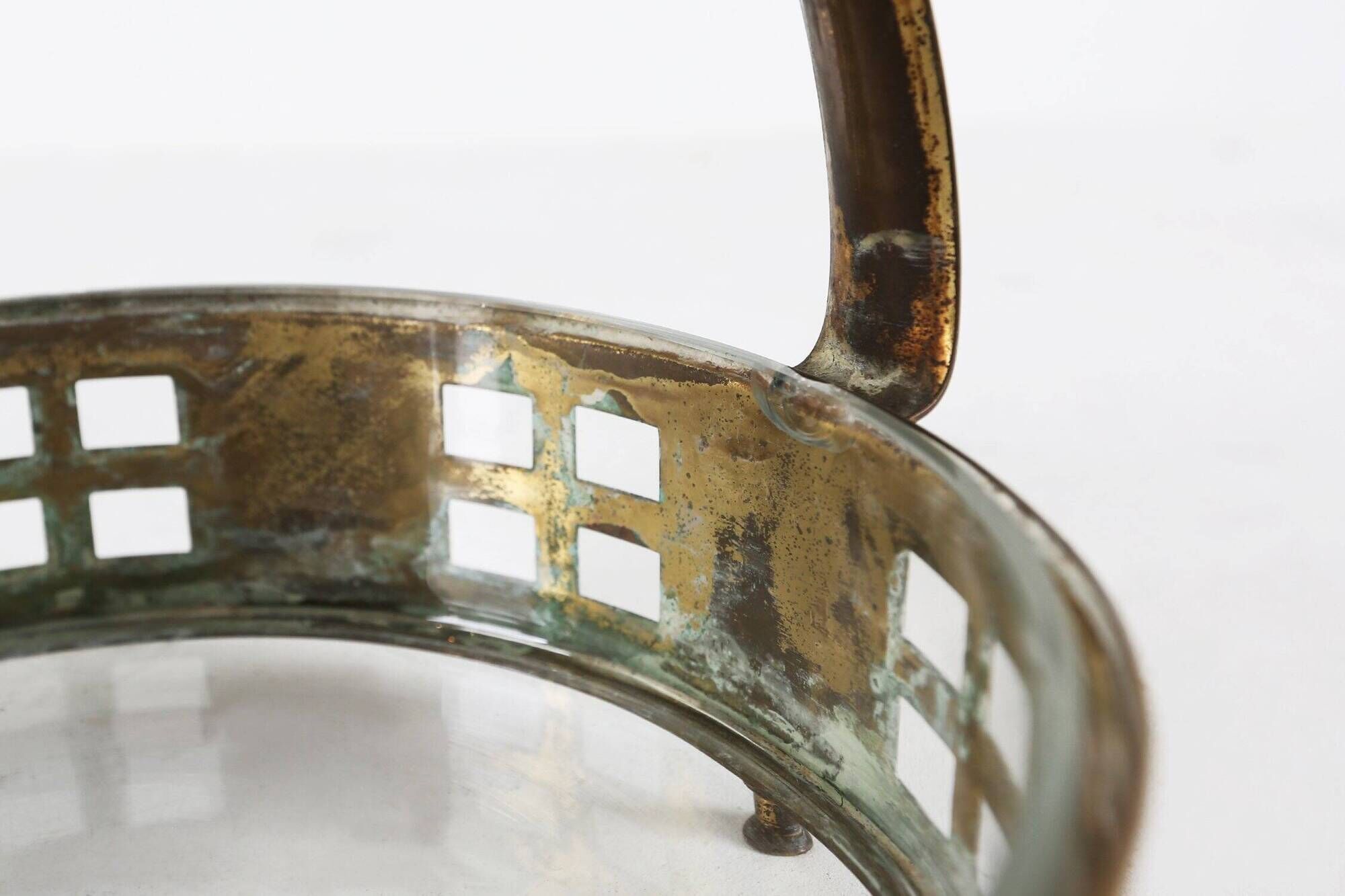 Art Deco Austrian Fruit Basket in Copper and Glass, 1920