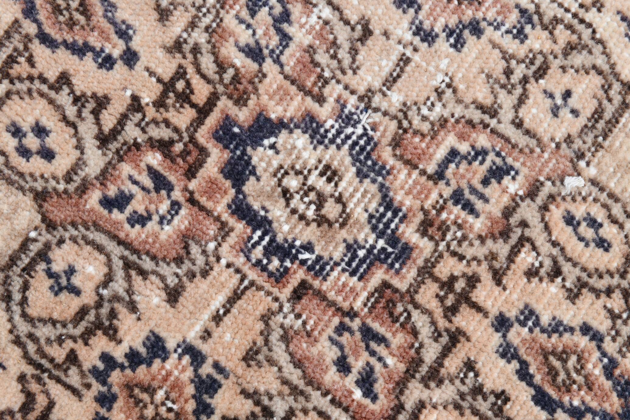 4x7 Beige & Blue Wool Vintage Rug, Handwoven Persian Rug, 116x198Cm