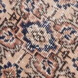 4x7 Beige & Blue Wool Vintage Rug, Handwoven Persian Rug, 116x198Cm
