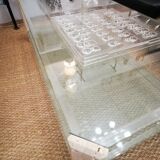 Italian travertine, perspex and glass coffee table, circa 1970