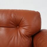Brown leather 3-seater sofa Coronado by Tobia Scarpa for B&B Italia, Italy ca. 1960