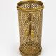 Hollywood Regency umbrella stand in gold metal with cord and tassels, Li Puma Firenze, 1950.