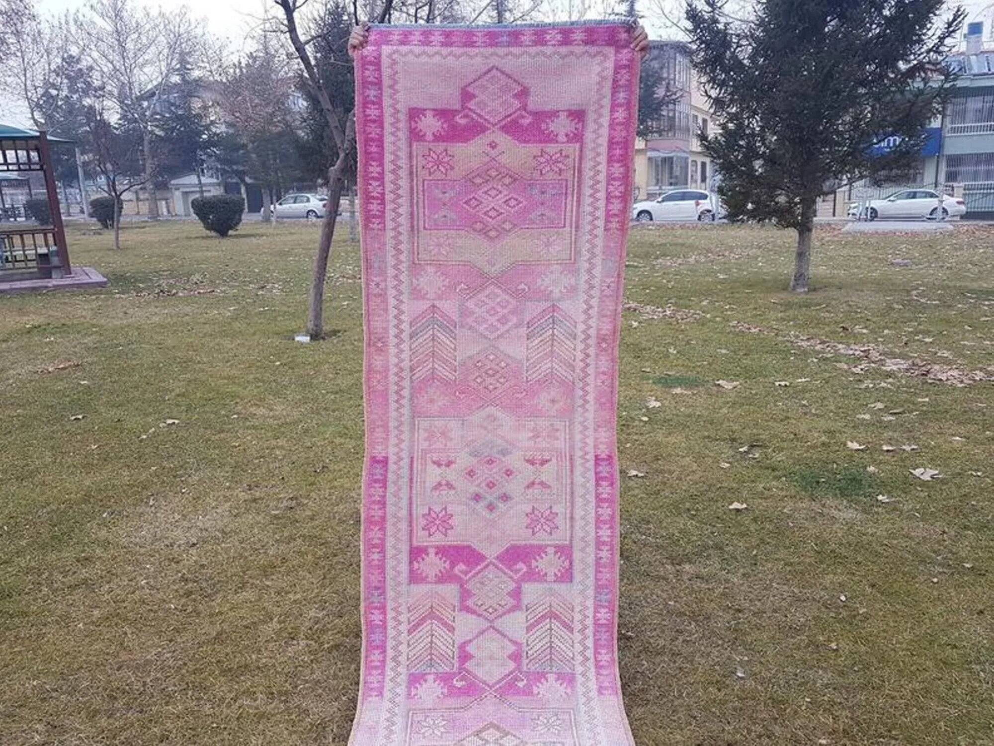 Vintage Turkish hallway rug 84x403 cm