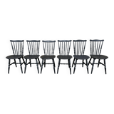 Lot of 6 vintage black Baumann Tacoma chairs from the 60s
