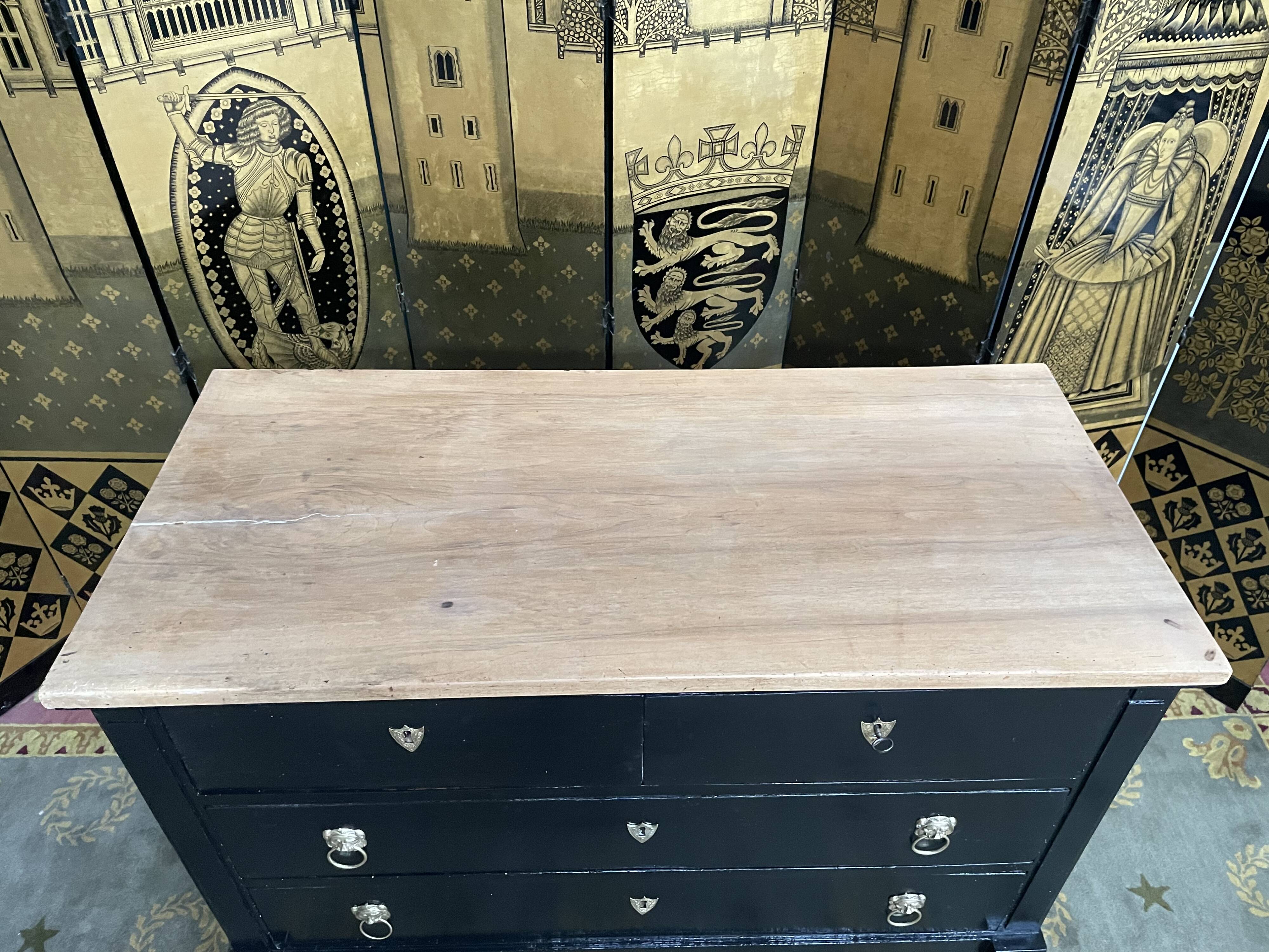 Restored Black Empire period chest of drawers