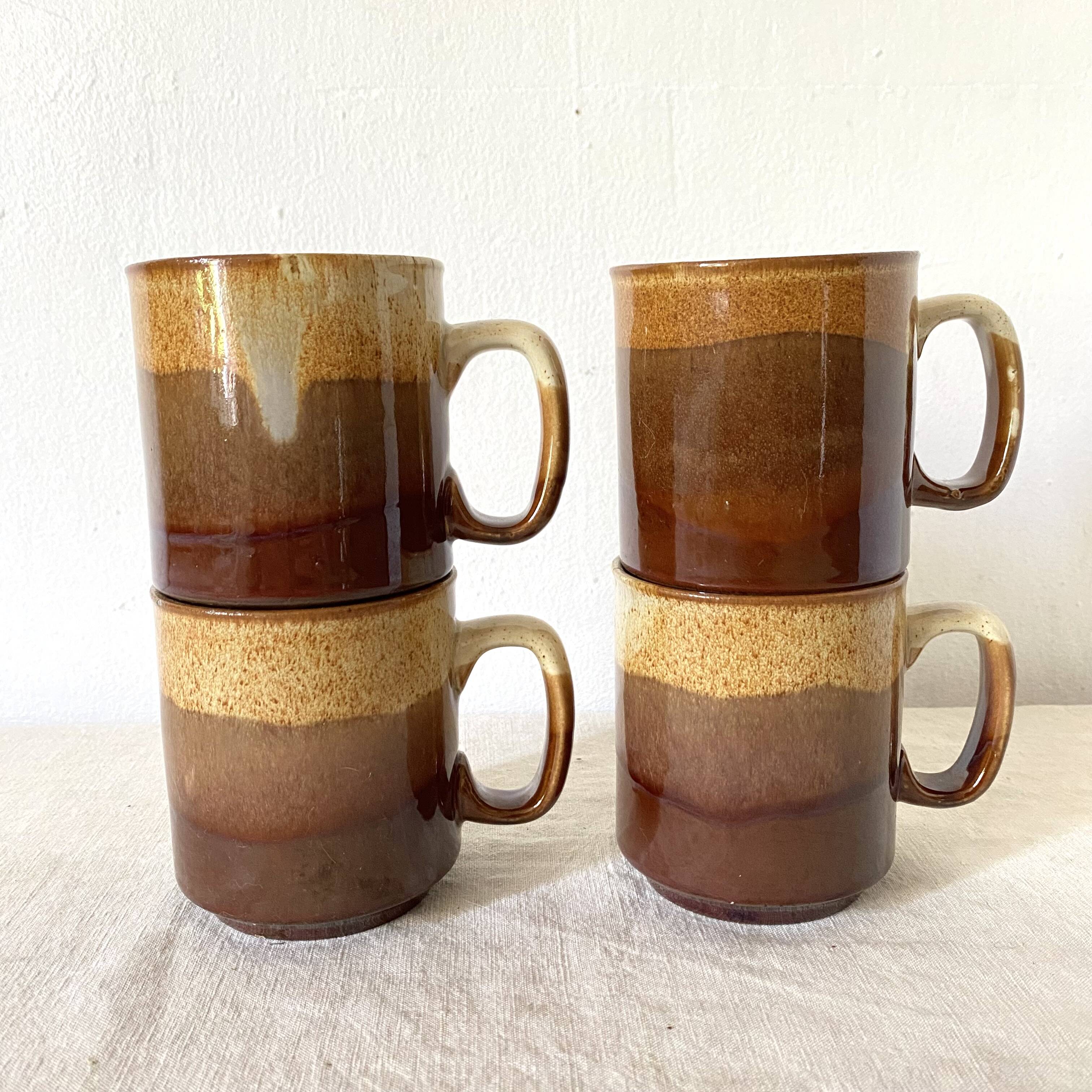 Vintage enameled stoneware mugs, England