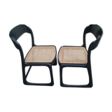 Pair of caning sled chairs