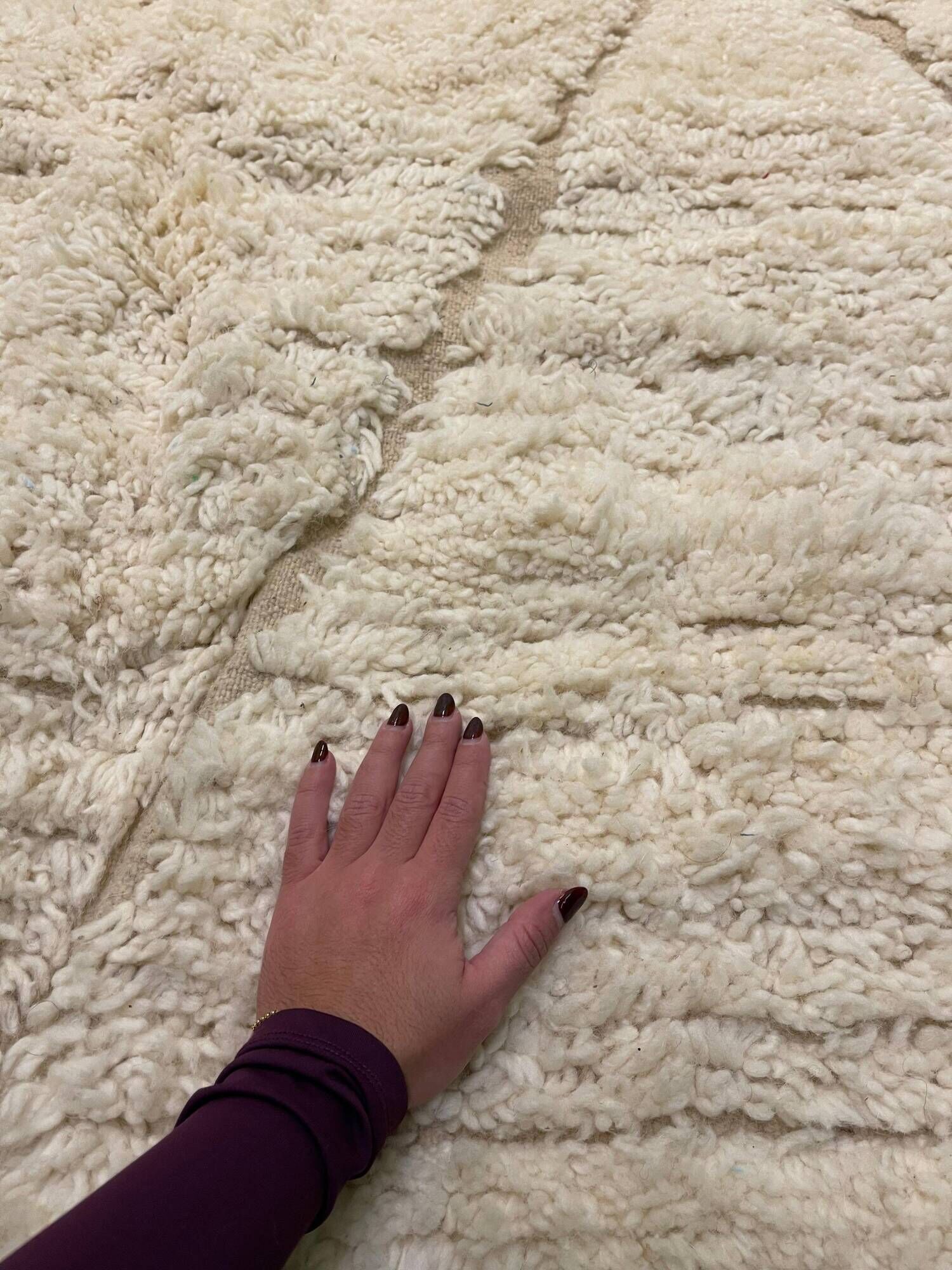 Handmade Moroccan Berber rug, cream and beige with diamonds 150x263cm