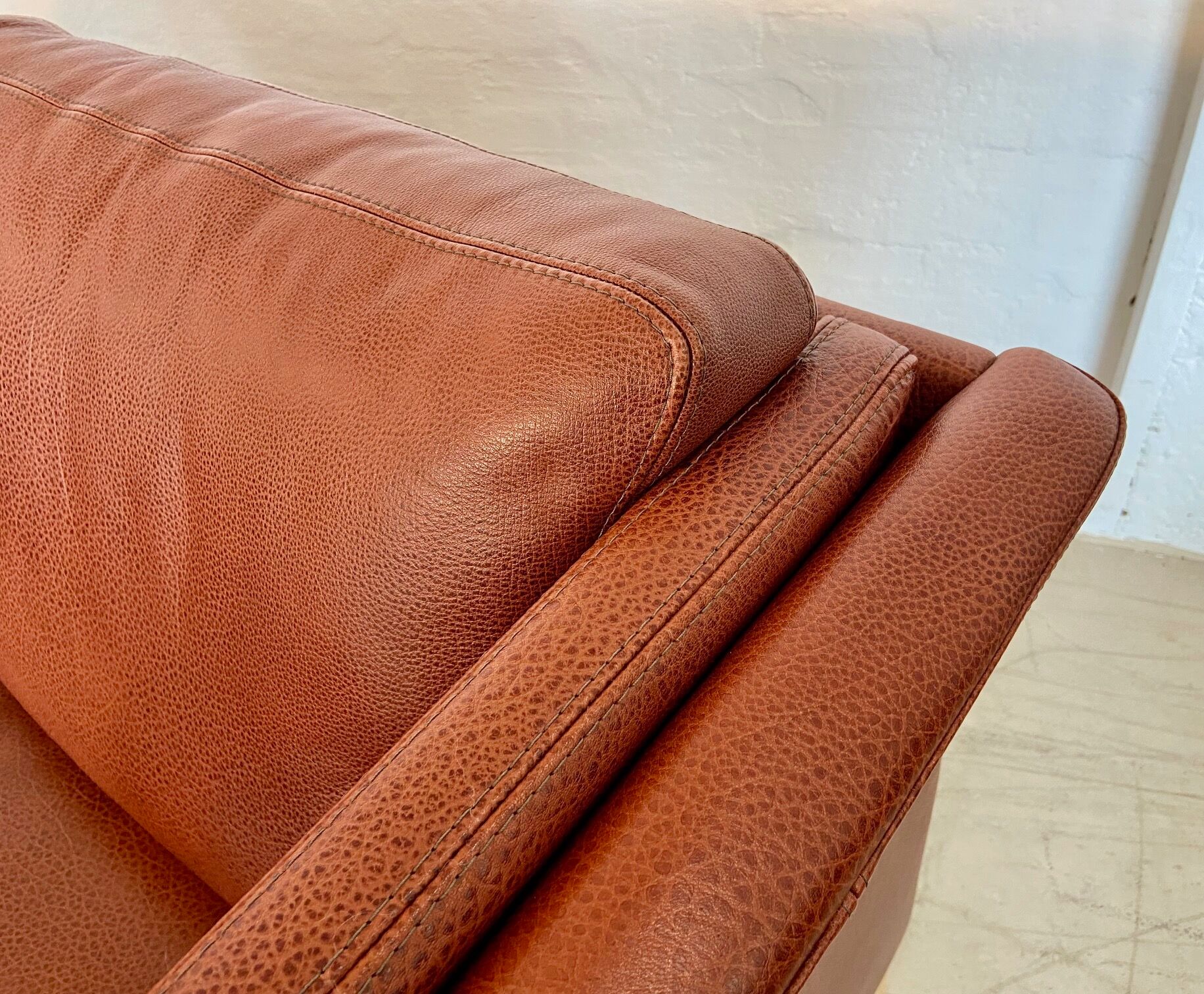 Canapé vintage danois rétro Skalma pour 2 personnes en cuir cognac