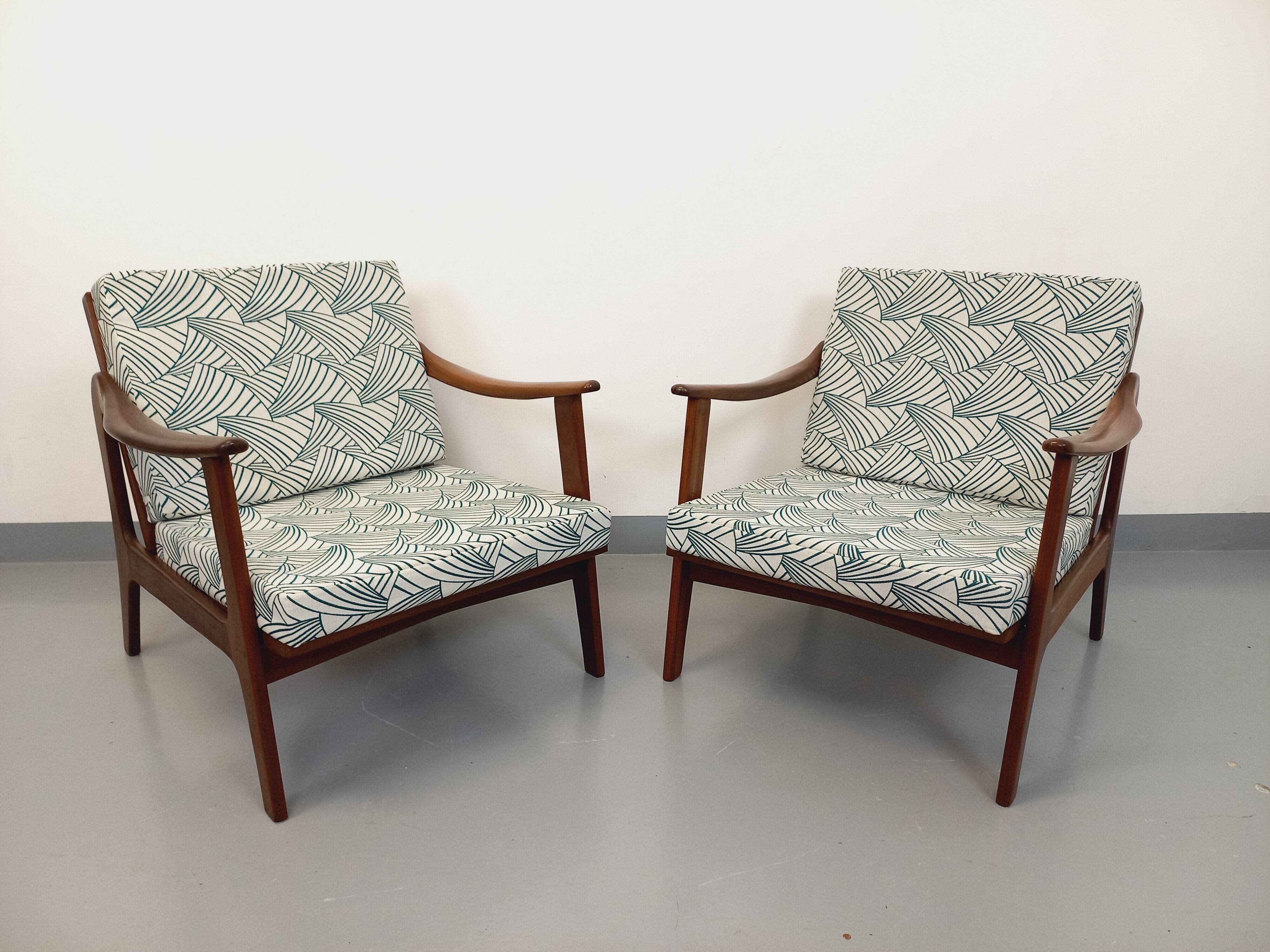 Pair of vintage Scandinavian Arne Wahl Iversen armchairs for Komfort teak