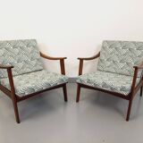Pair of vintage Scandinavian Arne Wahl Iversen armchairs for Komfort teak