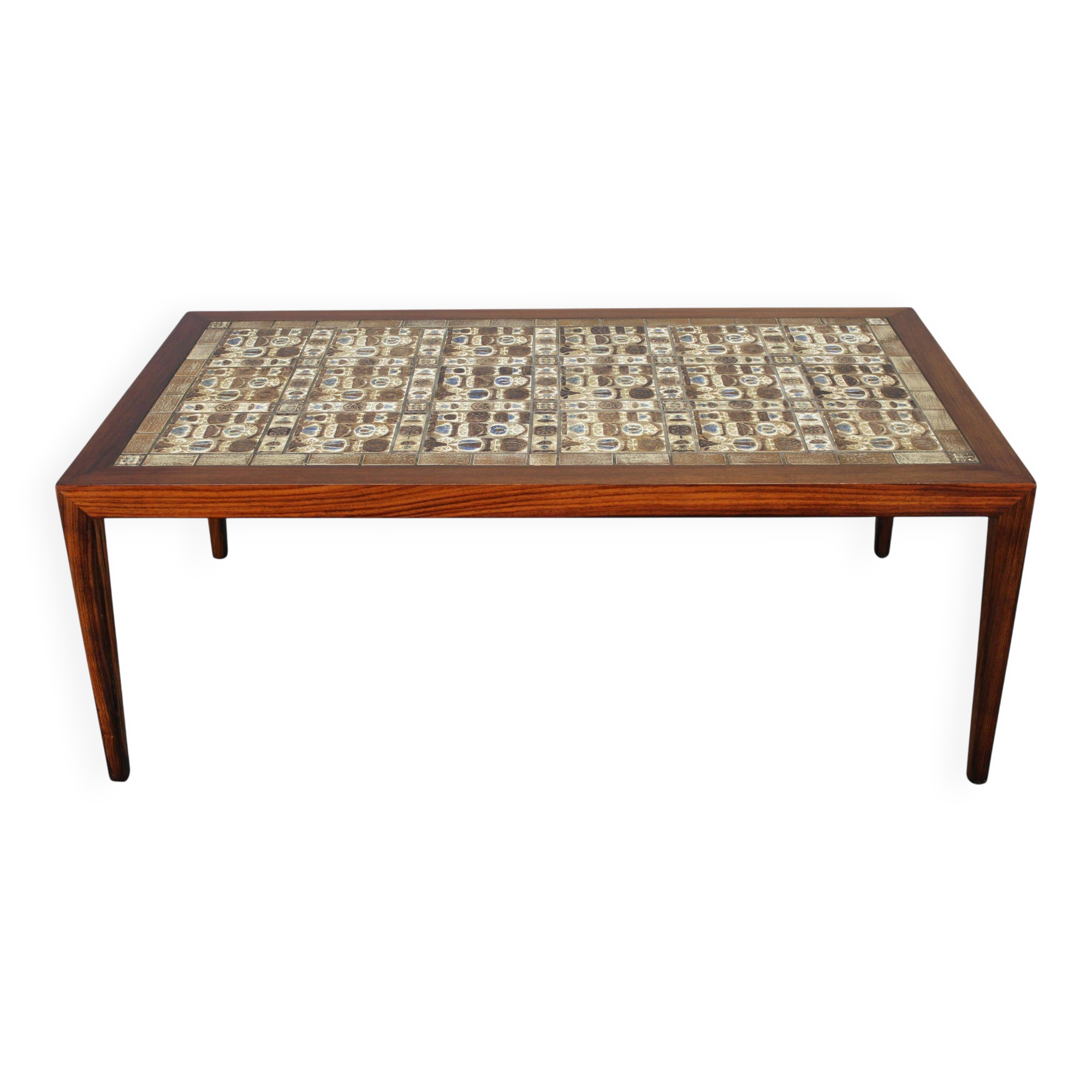 Mid-century Danish Haslev Mobelsnedkeri coffee table with Royal Copenhagen ceramic tiles